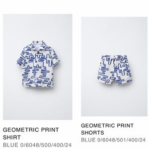 NWT Zara kids 2T Geometric Print Shirt and Short Set